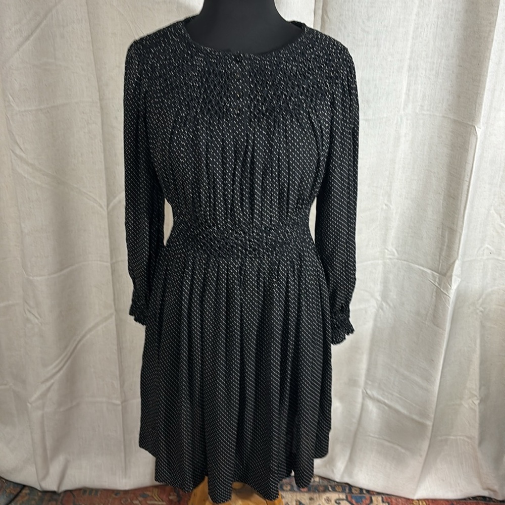 3.1 Phillip Lim Black Long Sleeve Silk Dress with White Dots